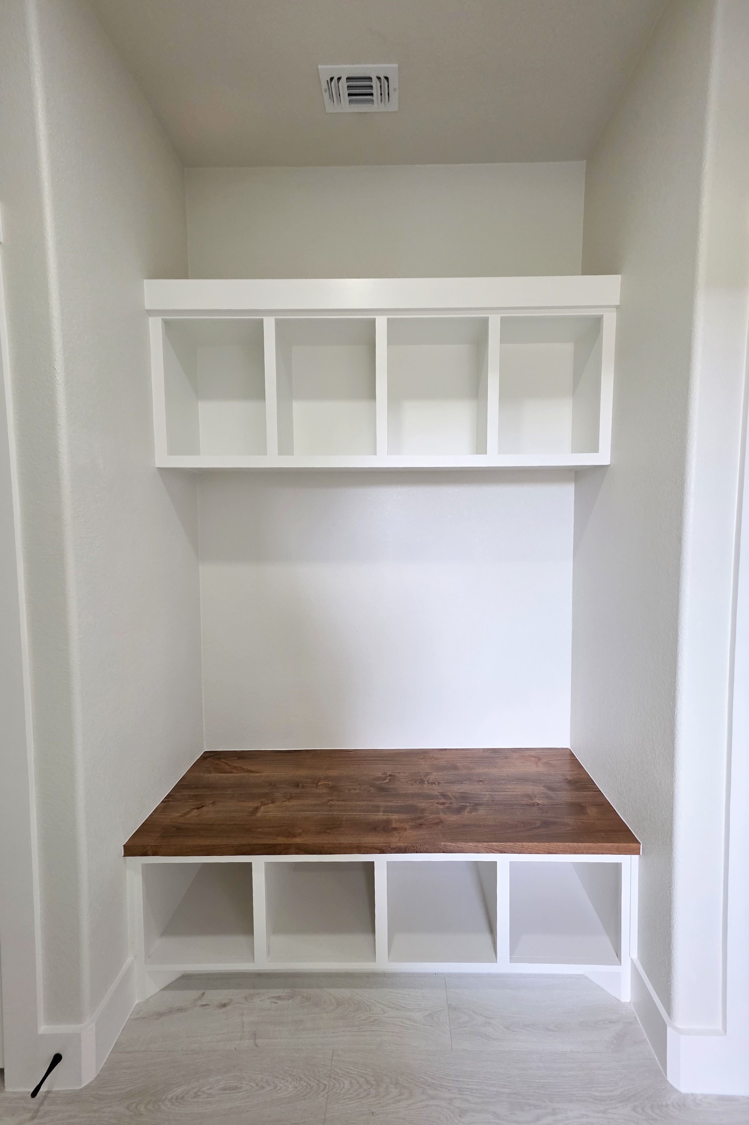 Custom mudroom bench by Wooden Woodworks