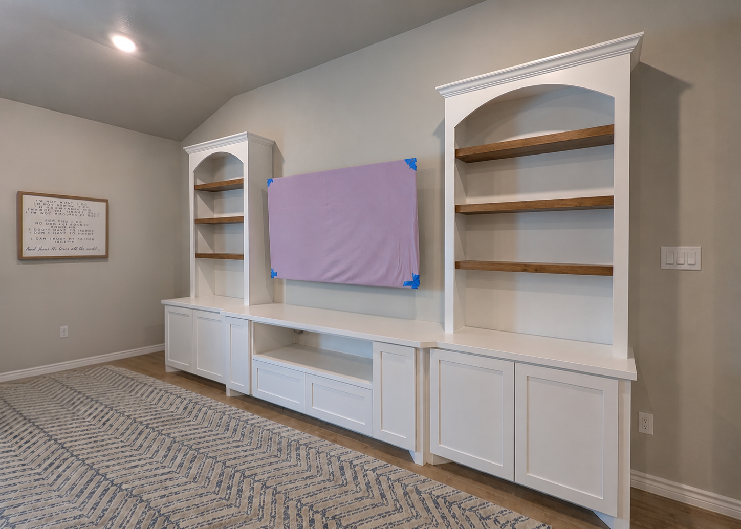 Arched Entertainment Center by Wooden Woodworks
