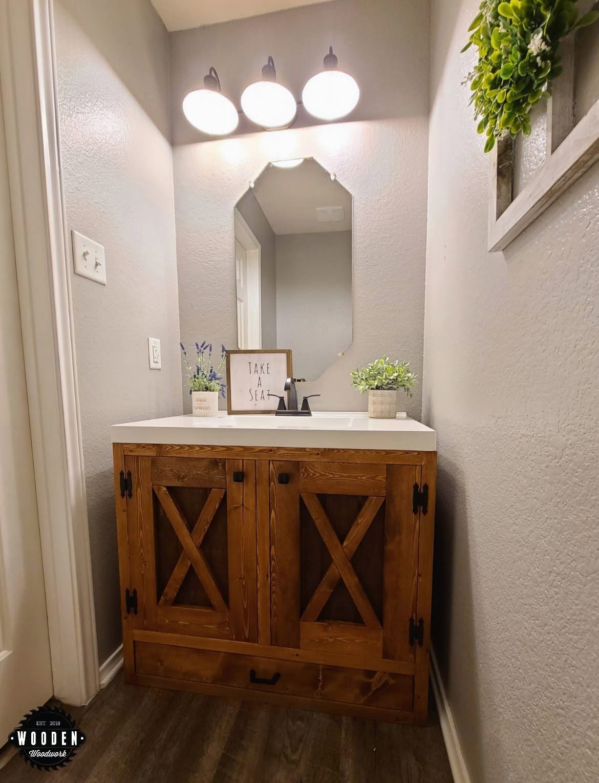 Custom bathroom vanity by Wooden Woodworks in Central Texas