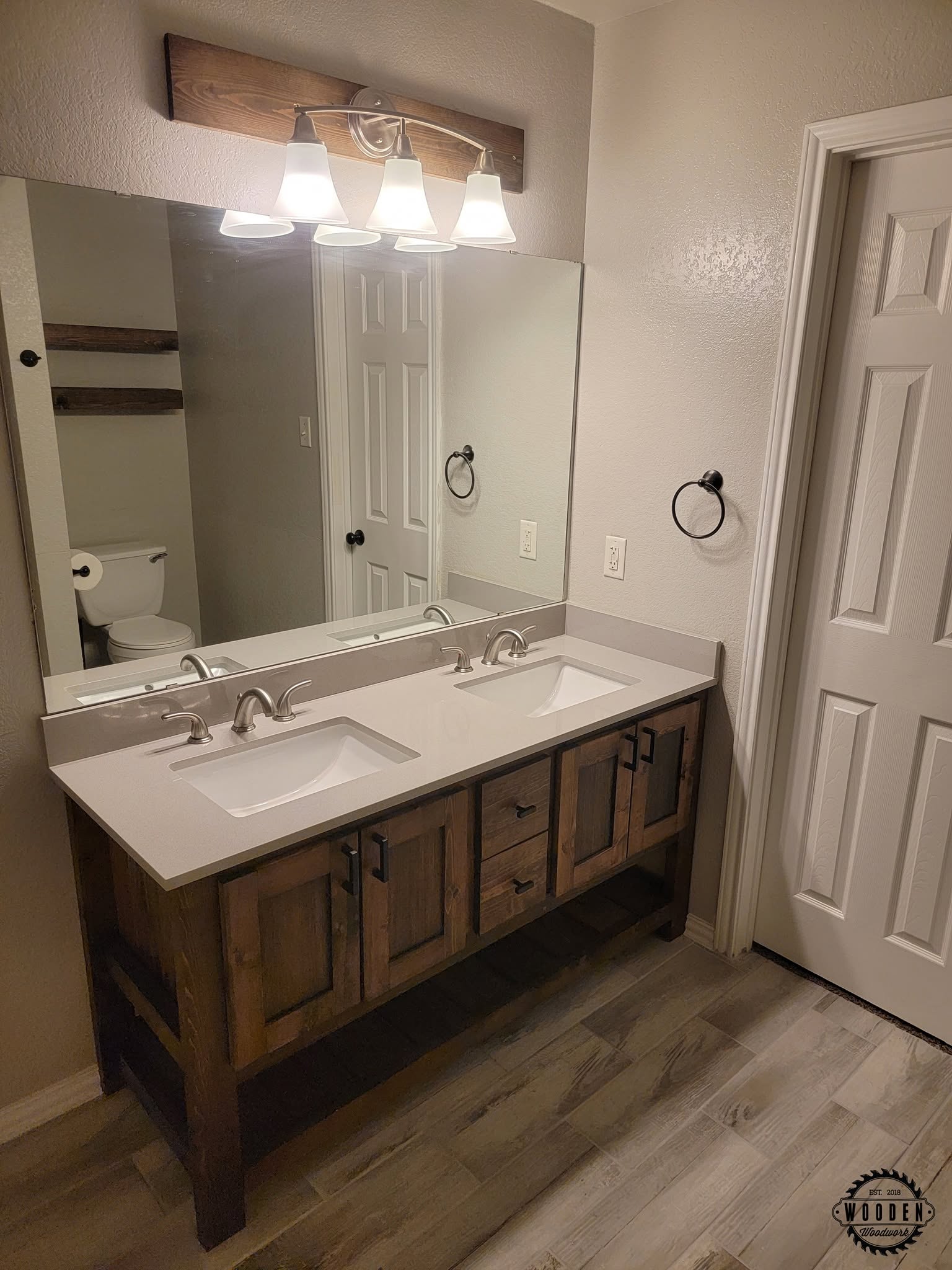 Custom bathroom vanity by Wooden Woodworks in Central Texas