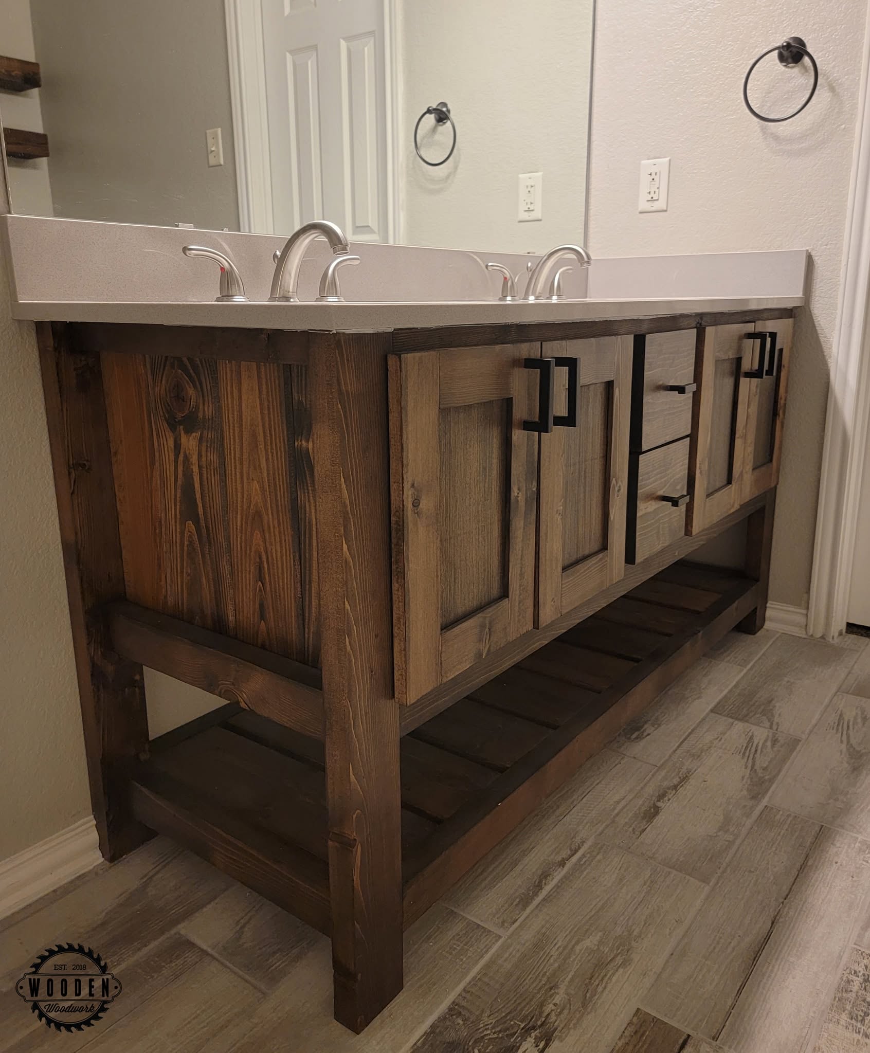 Custom bathroom vanity by Wooden Woodworks in Central Texas