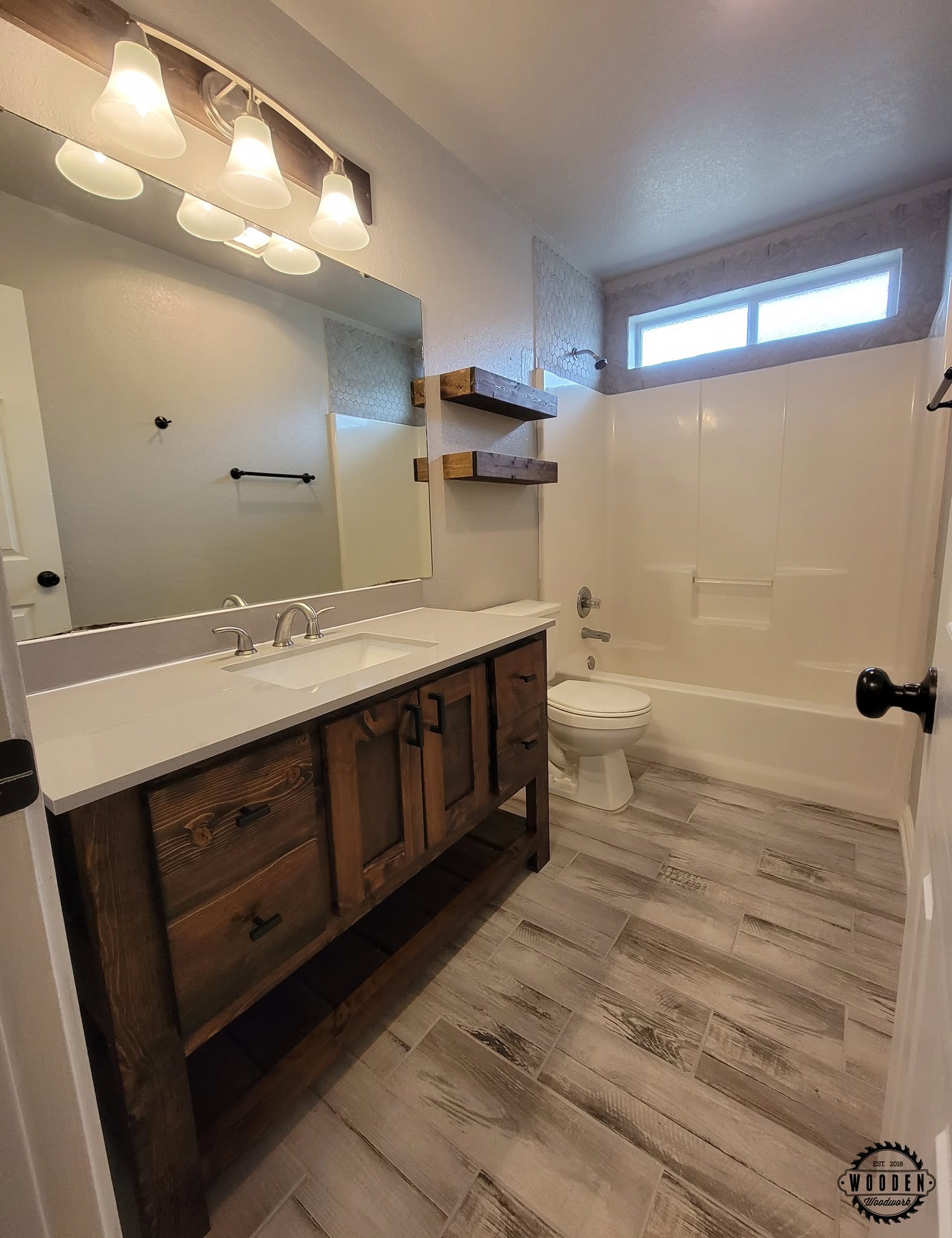 Custom bathroom vanity by Wooden Woodworks in Central Texas
