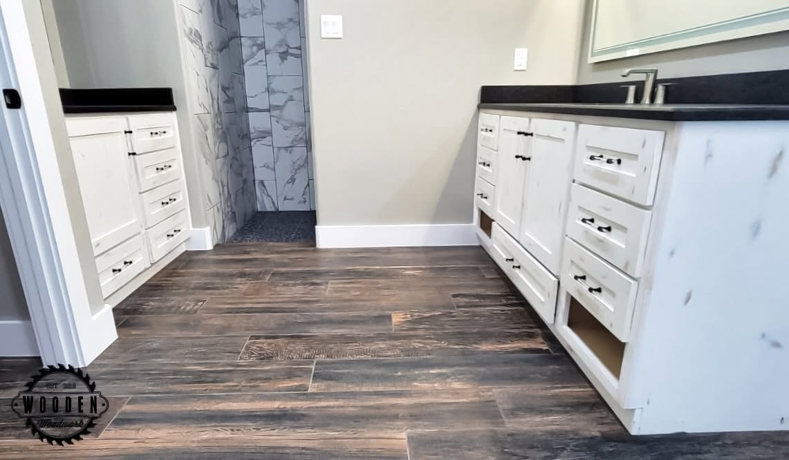 Custom bathroom vanity by Wooden Woodworks in Central Texas