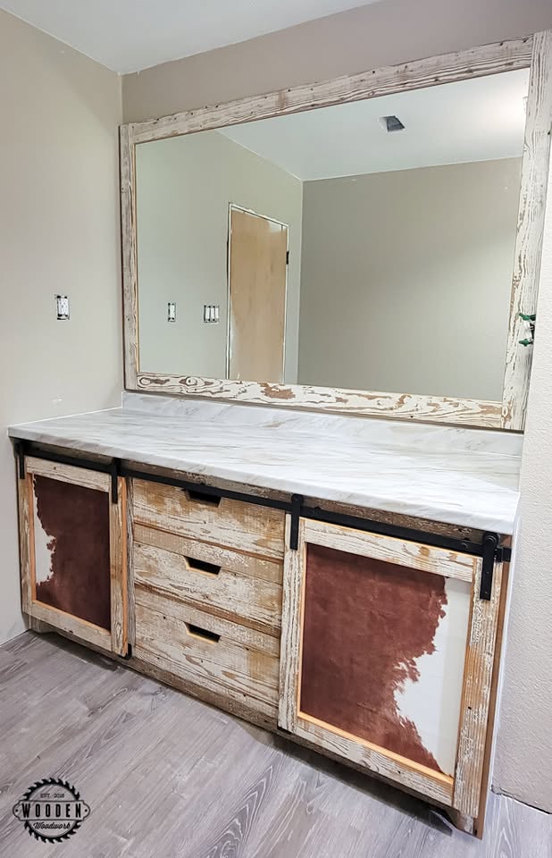 Custom bathroom vanity by Wooden Woodworks in Central Texas
