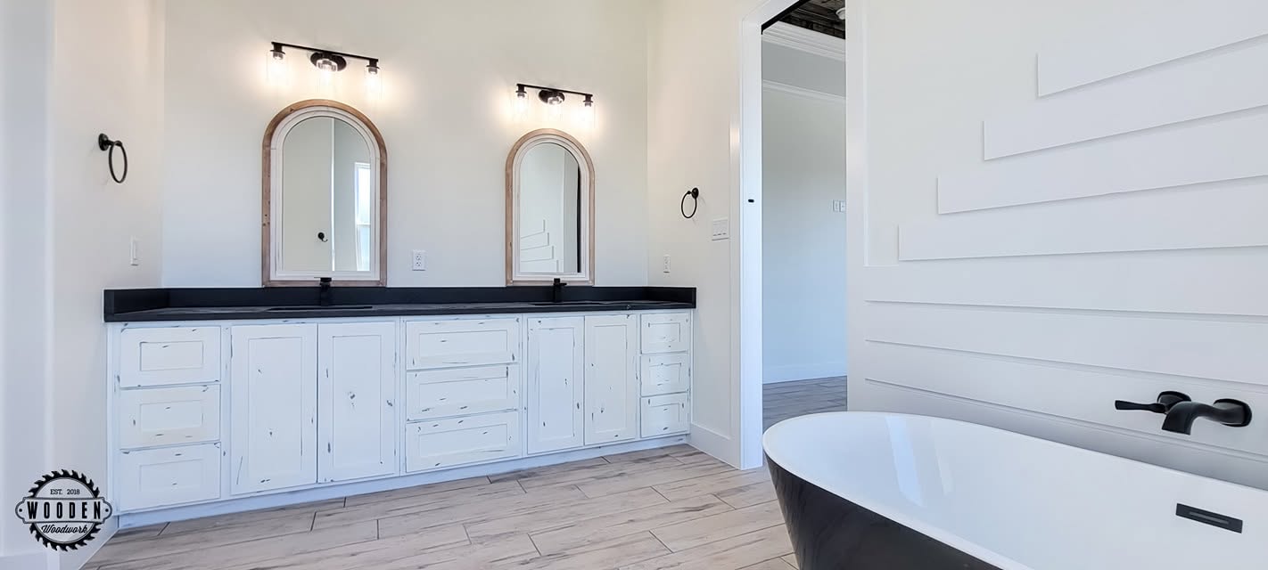 Custom bathroom vanity by Wooden Woodworks in Central Texas
