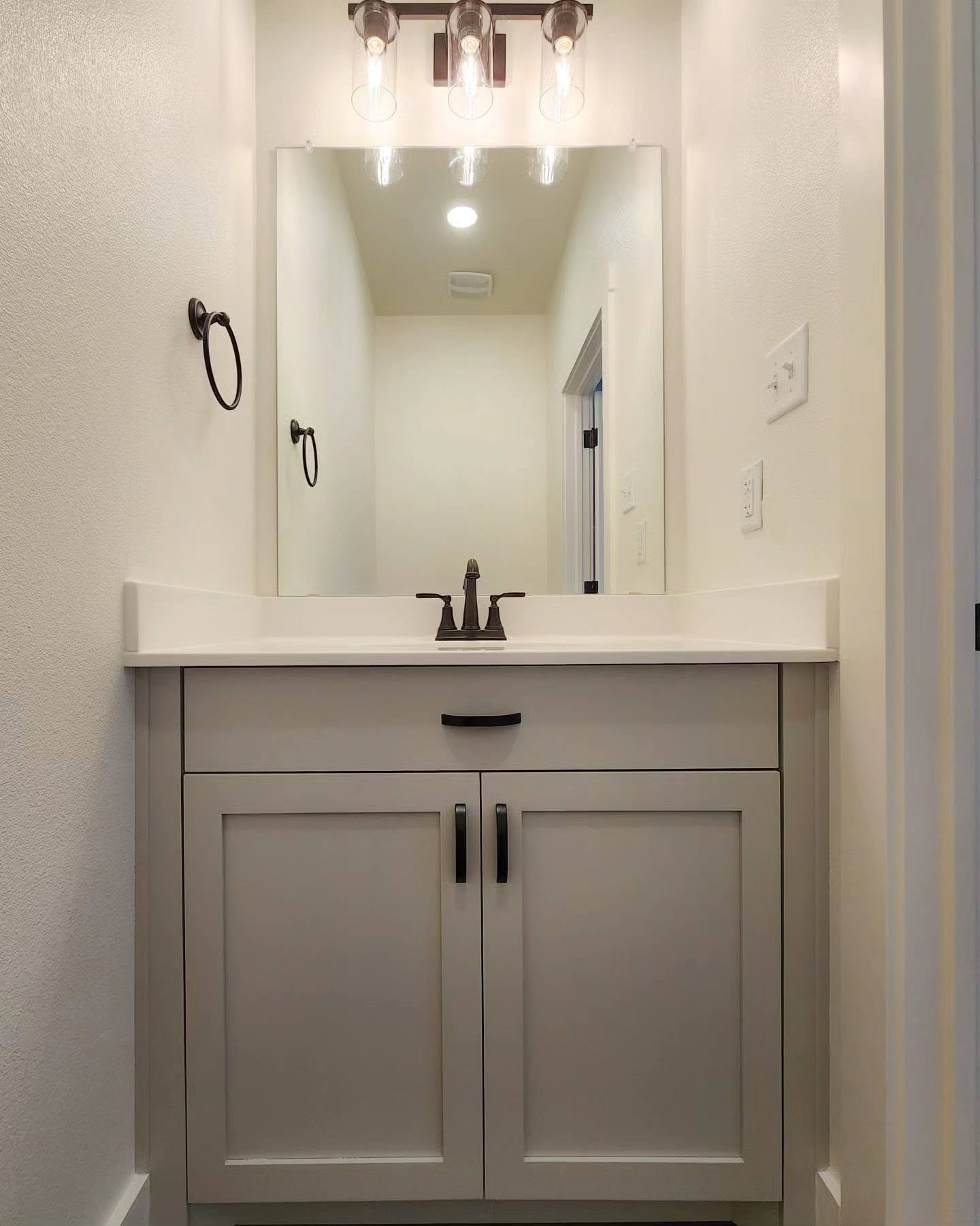Custom bathroom vanity by Wooden Woodworks in Central Texas