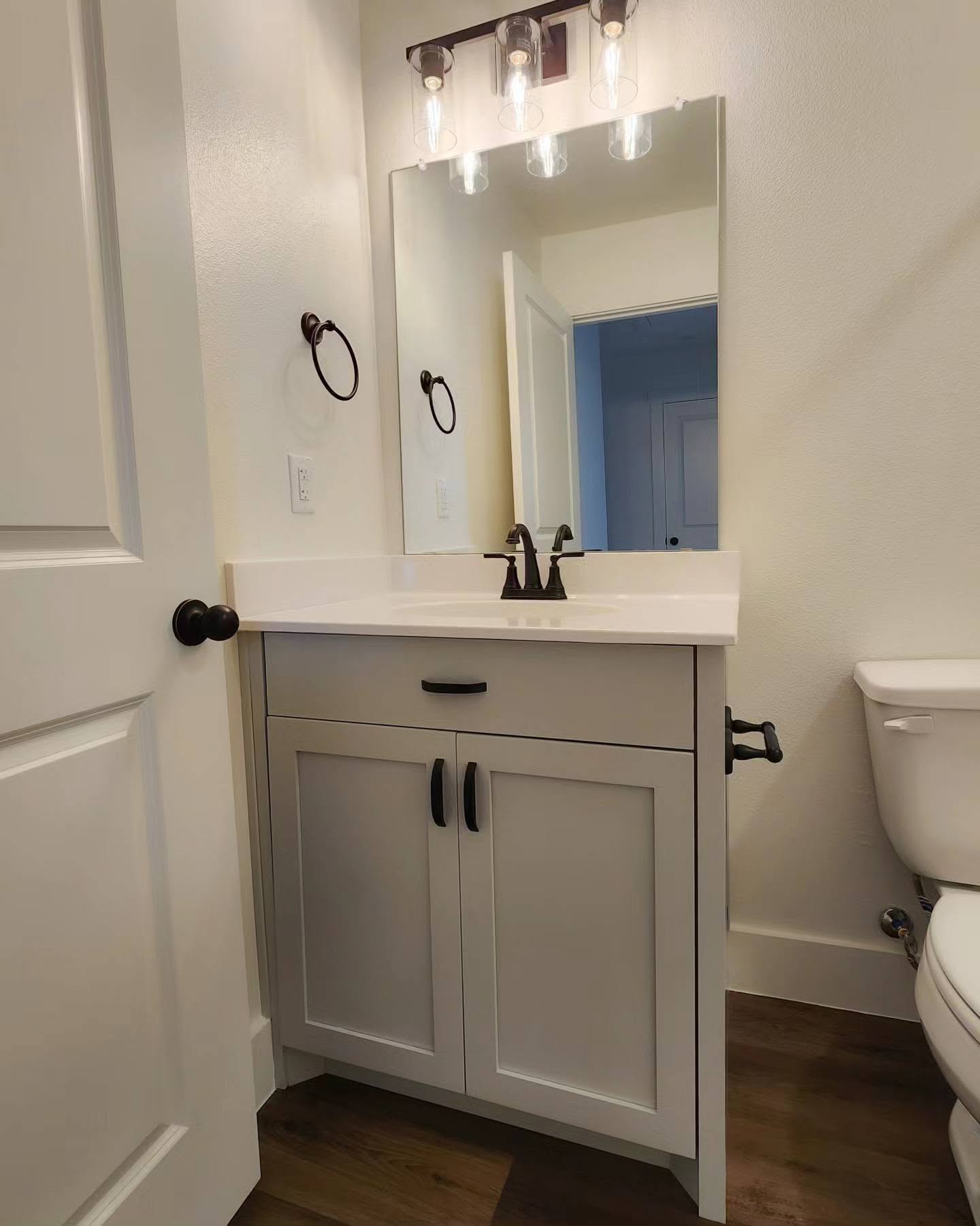 Custom bathroom vanity by Wooden Woodworks in Central Texas