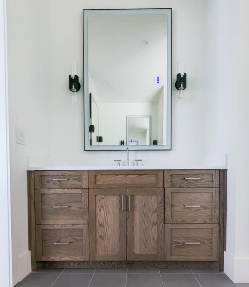 Custom bathroom vanity by Wooden Woodworks in Central Texas