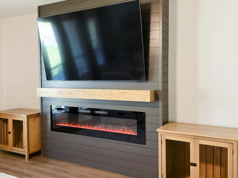 Custom accent wall by Wooden Woodworks