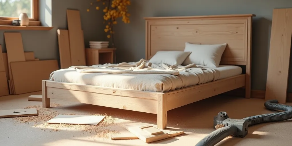 How do you prepare a wooden bed frame for repainting?
