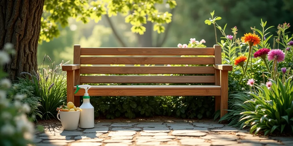 What should be done before enjoying a newly restored wooden bench?