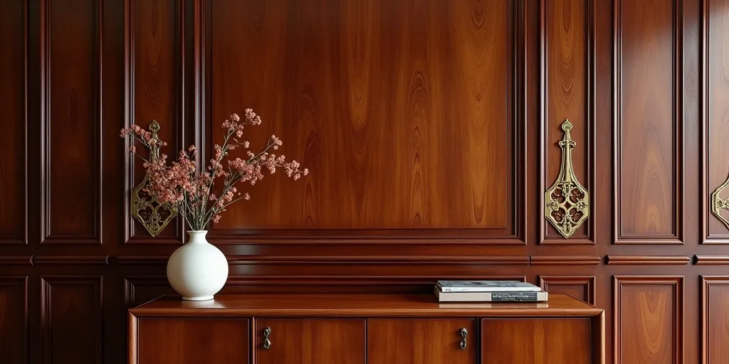 How can decorative elements enhance the aesthetic of wood paneling?
