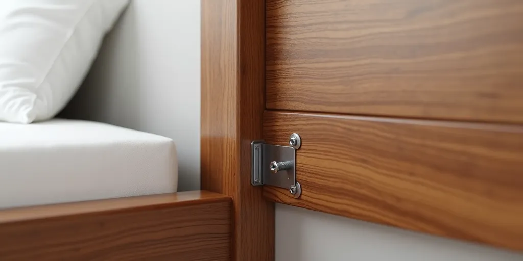 How can you ensure the headboard is securely fastened to the bed frame?