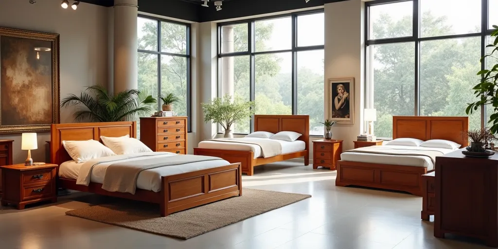 Which furniture stores sell wooden bed frames?