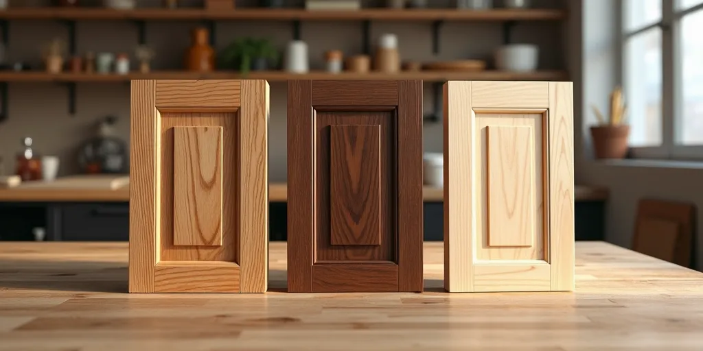 What are popular wood choices for cabinet doors?