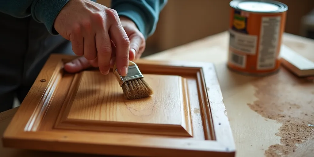 What is the final step in finishing solid wood cabinet doors?