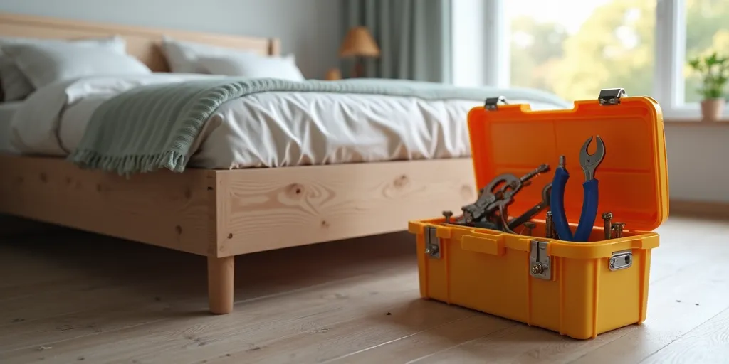 How do you locate and remove screws or bolts from a bed frame?