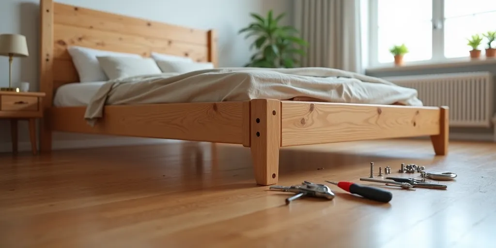 Why is it important to support the pieces when disassembling a bed frame?