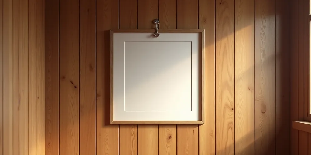 How can you ensure pictures are securely hung on wood paneling?