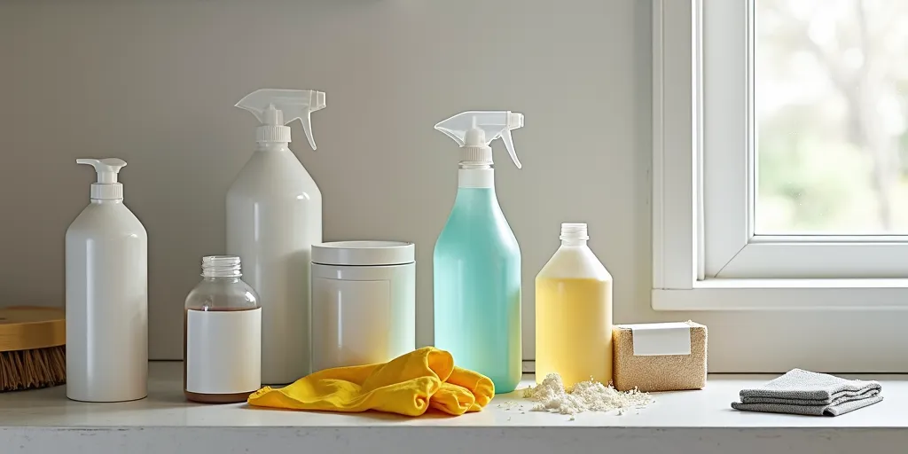 What cleaning solutions are effective in removing mold from cabinets?