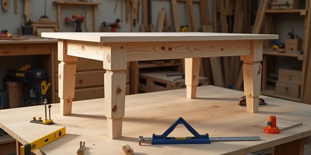How can you ensure the stability of a wooden table when building it?