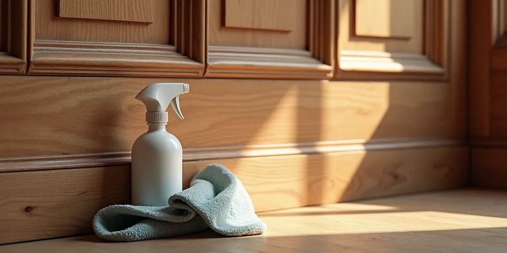 How do you prevent water damage when cleaning old wood paneling?