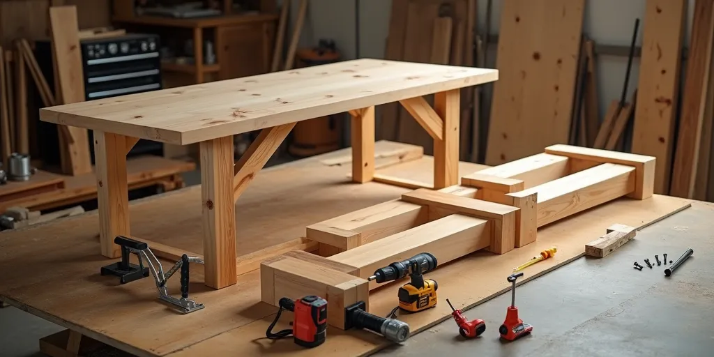 What steps are involved in assembling a wooden kitchen table?