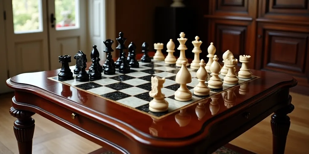 What finishing touches can be added to enhance the chess table's appearance?