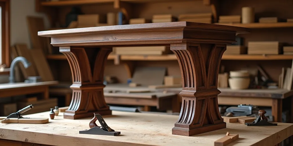 How can you create custom table legs for a wooden bar table?