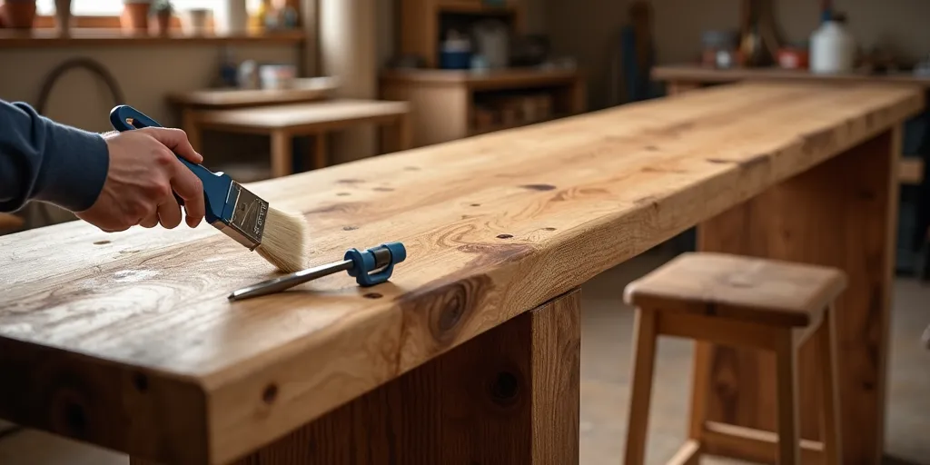 How do you ensure the durability of a homemade wooden bar table?