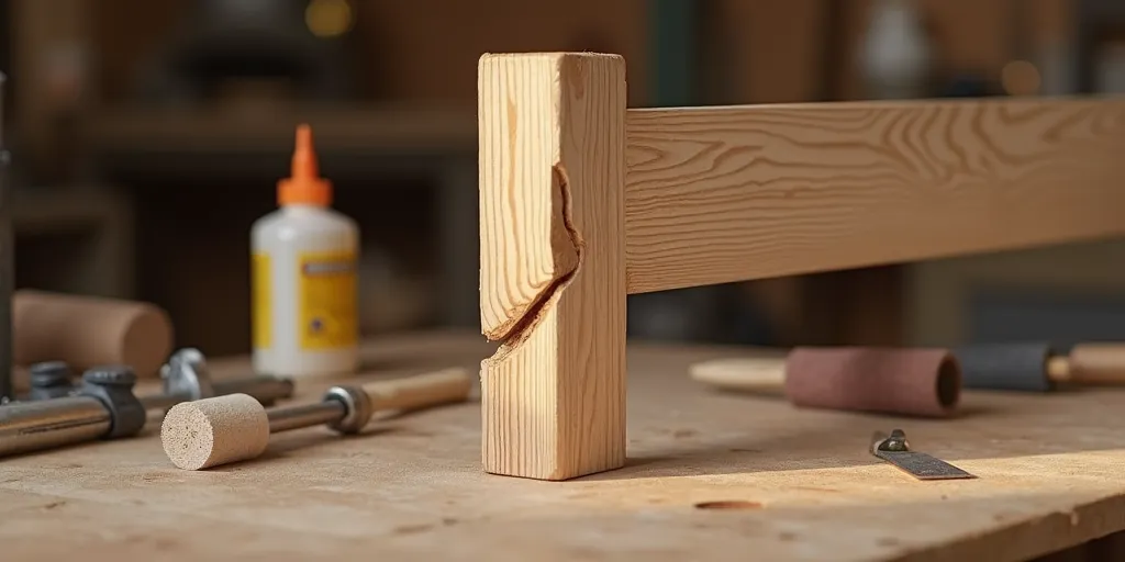 How do you repair a cracked wooden bed frame leg?