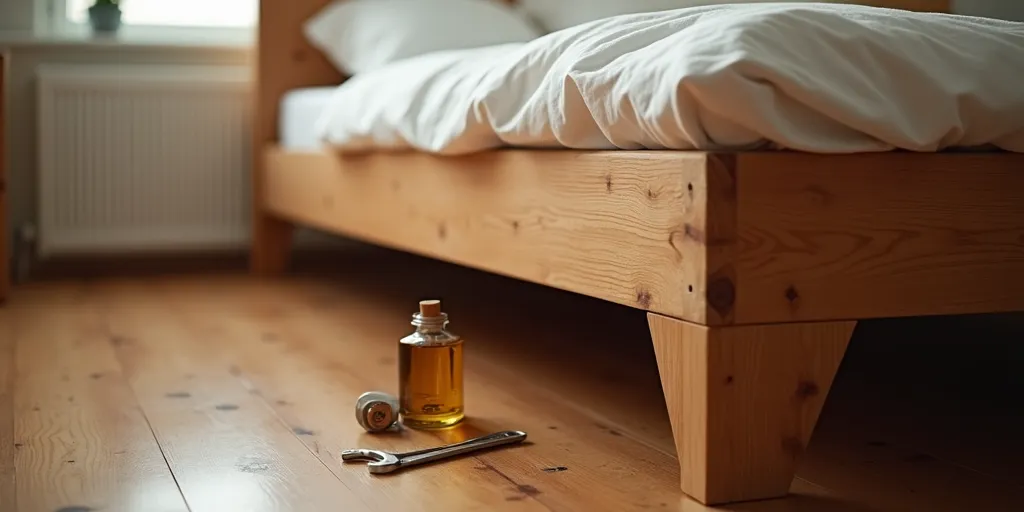 How can you identify the source of a squeaking wooden bed frame?