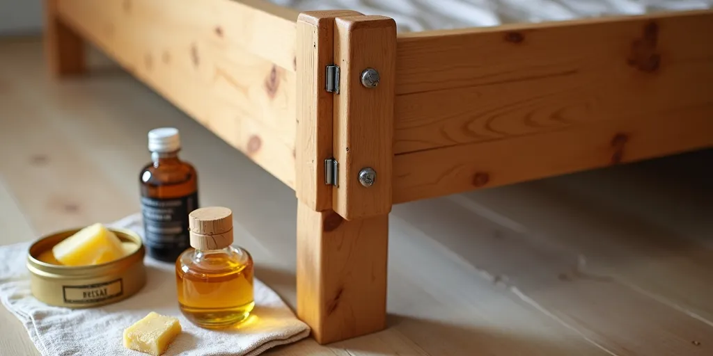What lubricants can be used to reduce squeaking in a wooden bed frame?