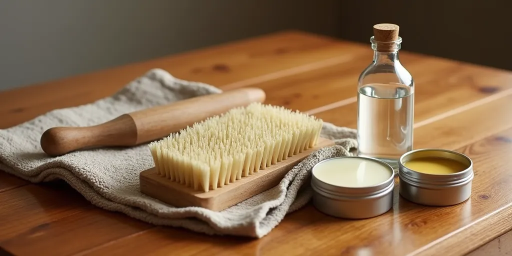 What tools are needed to clean a wooden bed frame?