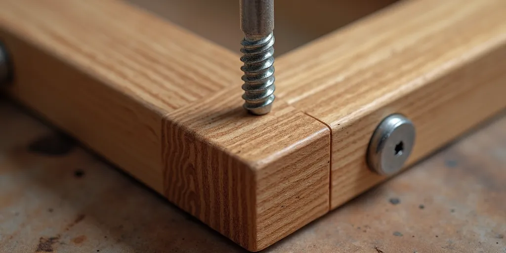 How can you tighten screws on a wooden bed frame?