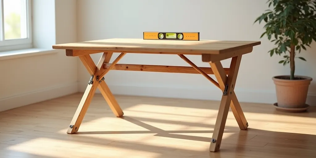 How can you ensure the stability of a wooden folding table?