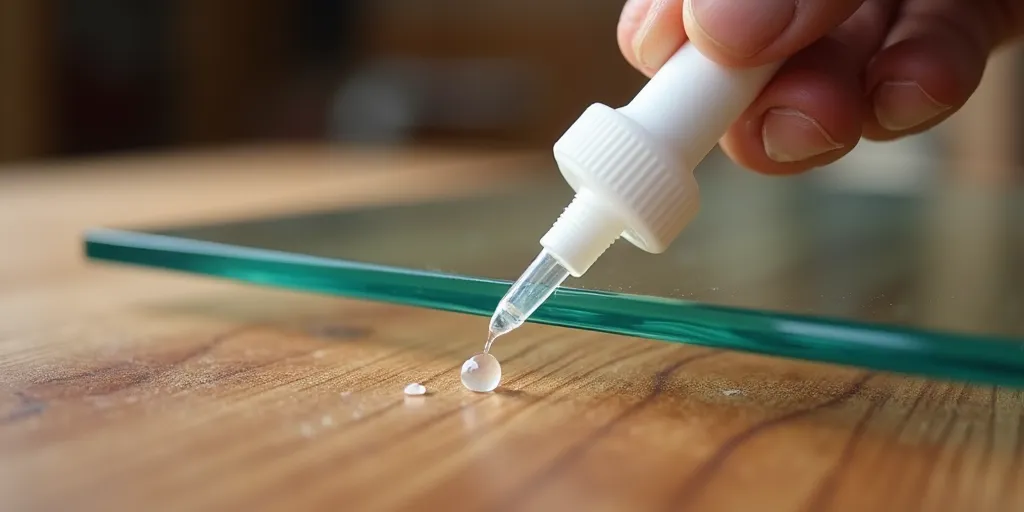 What adhesive is recommended for attaching glass to wood?
