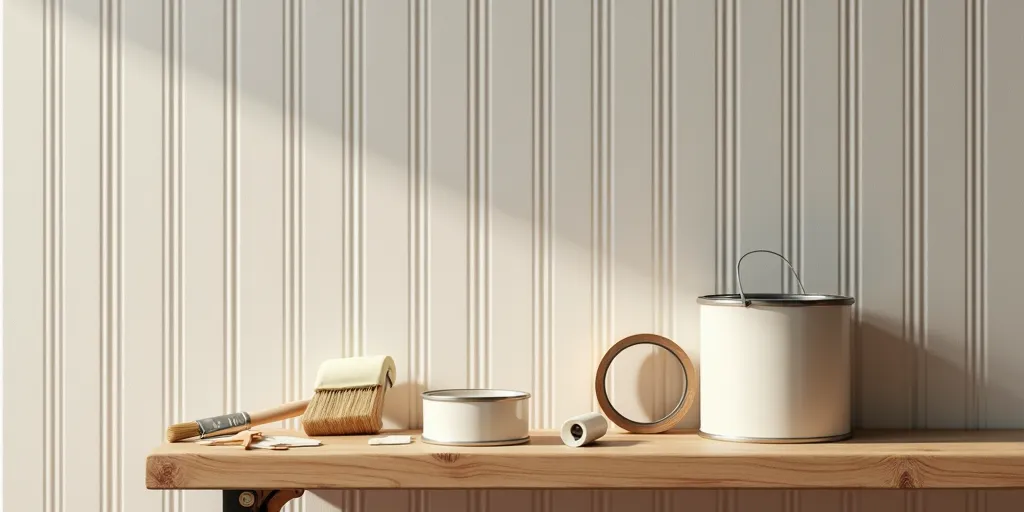 What tools are needed to paint wood paneling with grooves?