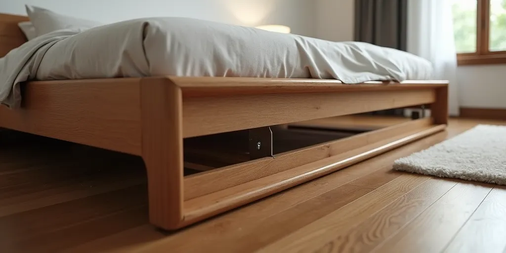 What is the purpose of a center support beam in reinforcing a bed frame?
