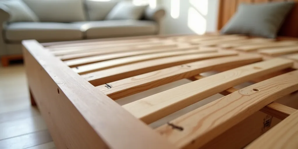 How do new slats contribute to the stability of a wooden bed frame?