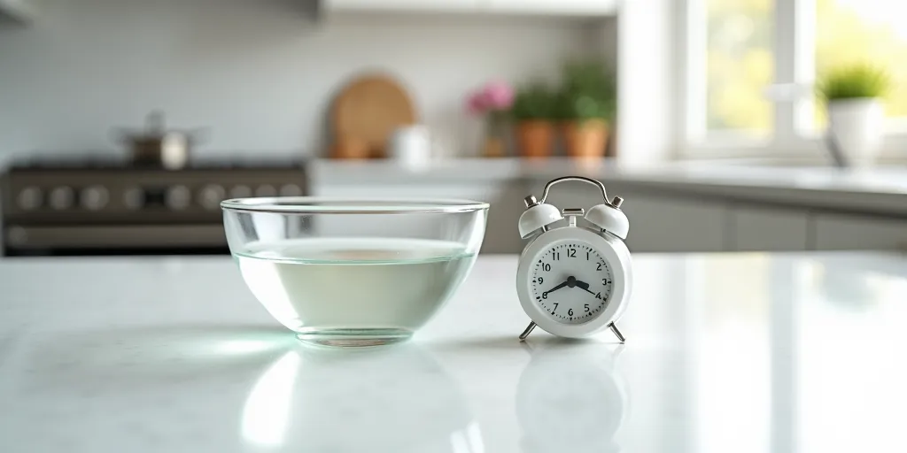 How long should the vinegar solution sit on the mold before scrubbing?