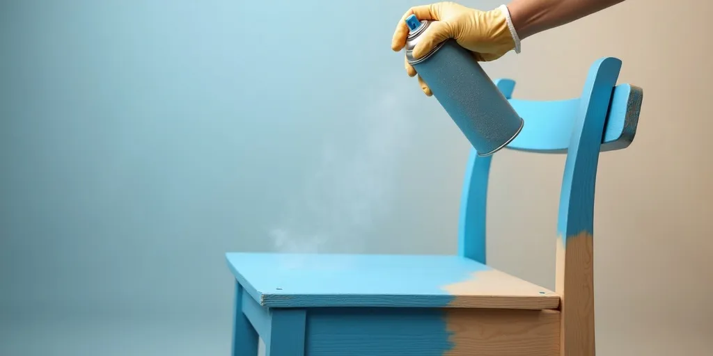 What is the proper technique for applying spray paint to wood furniture?