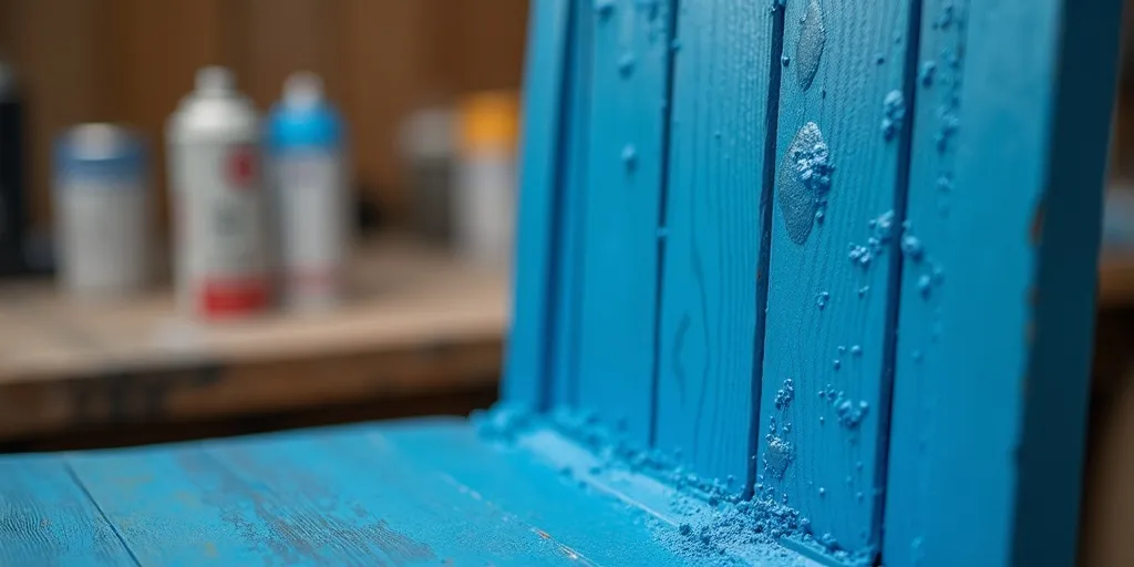 Why is it important to allow the paint to dry between coats when spray painting wood furniture?