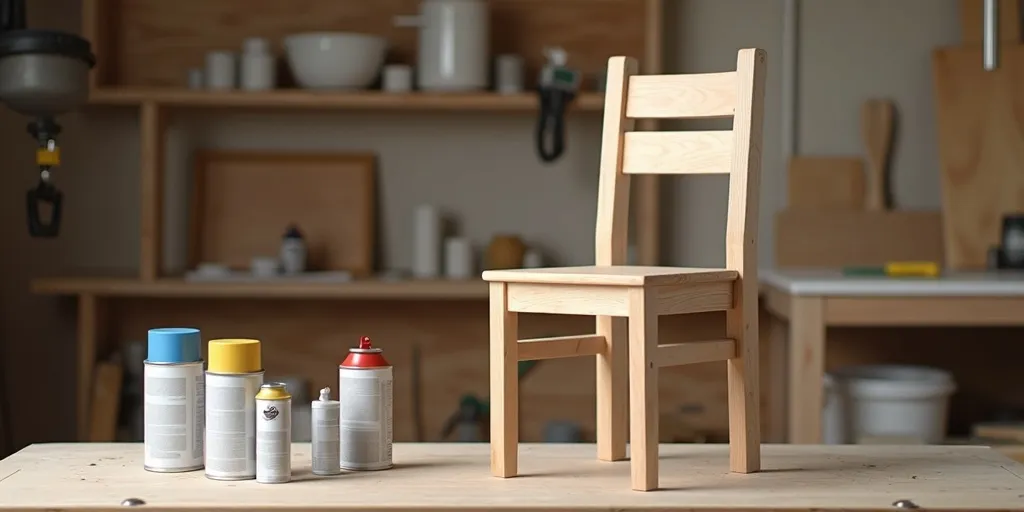 What materials are needed to spray paint a wooden chair?