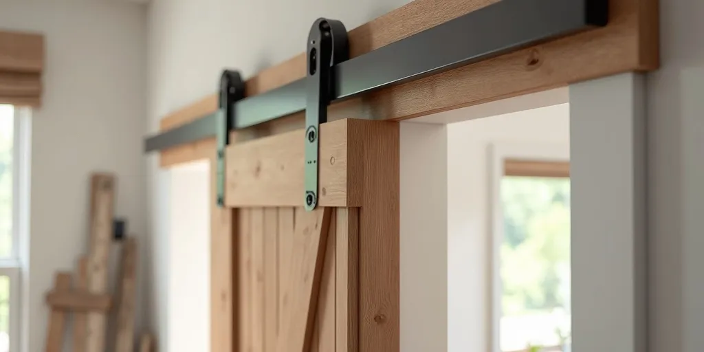 What steps should be followed after installing the header board for a barn door?