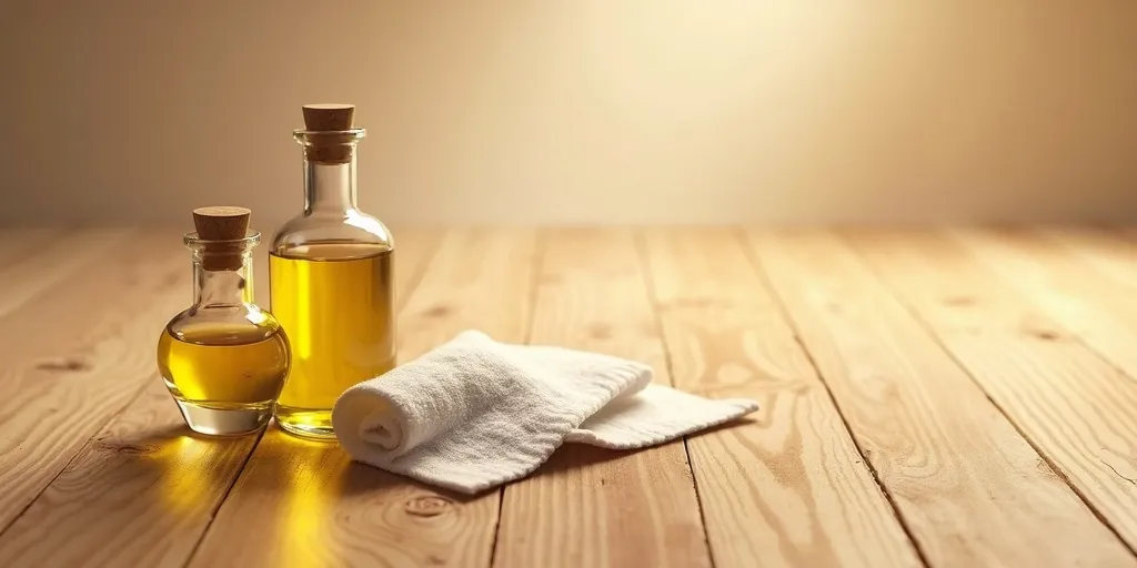 How can olive oil and vinegar help diminish scratches on wood floors?