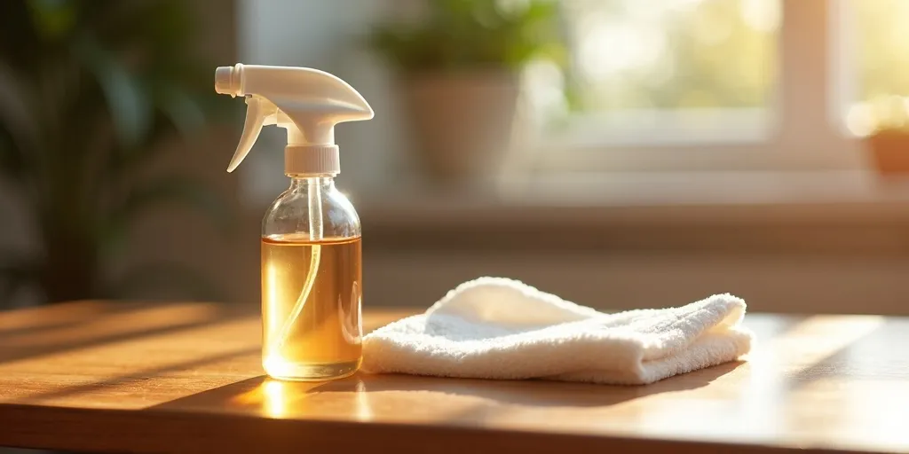 What solution can be used to disinfect wood furniture?