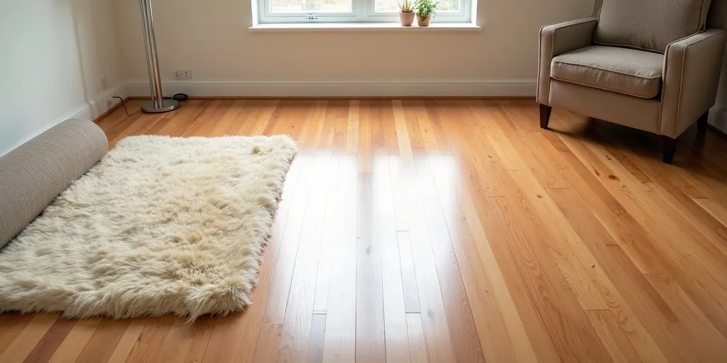 What should you do after cleaning the entire wood floor?