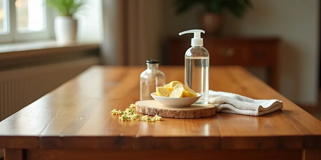 What cleaning solutions are safe for wood furniture?