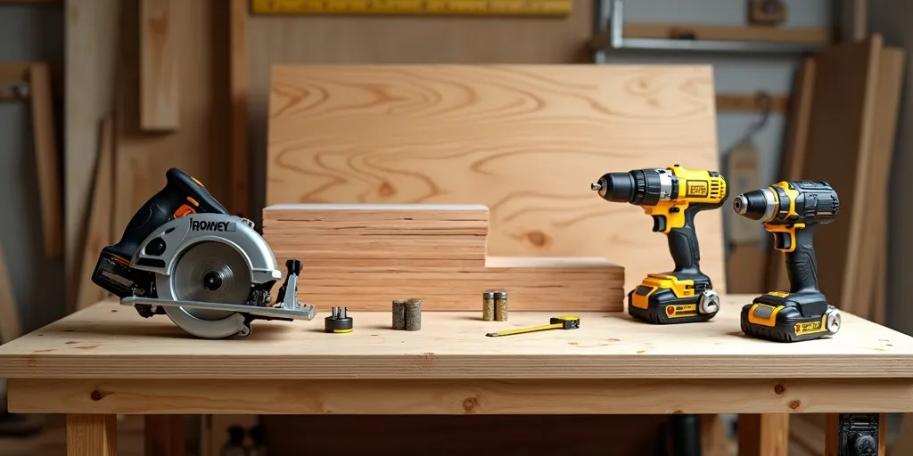 What materials and tools are needed to build a barn door with plywood?